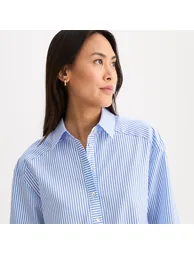 Striped Cotton Tunic Shirt with Long Sleeves - 2