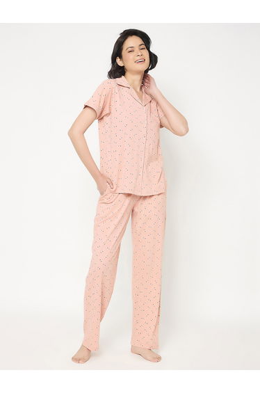 Floral Print Short Sleeve Shirt and Pyjama Set