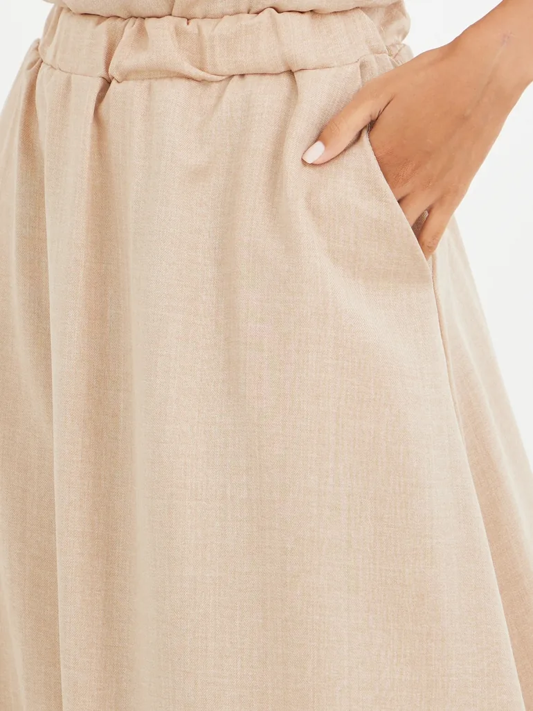 Solid Sleeveless Top and Midi Skirt Co-Ords - 3