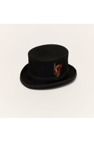 Black Wool Top Hat with Grosgrain Band