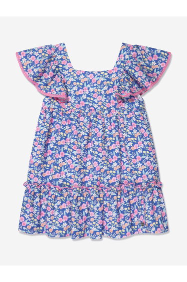 Girls Floral Cotton Dress in Multicolour
