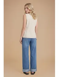 Stripe Linen Look Button Up Waistcoat - 2