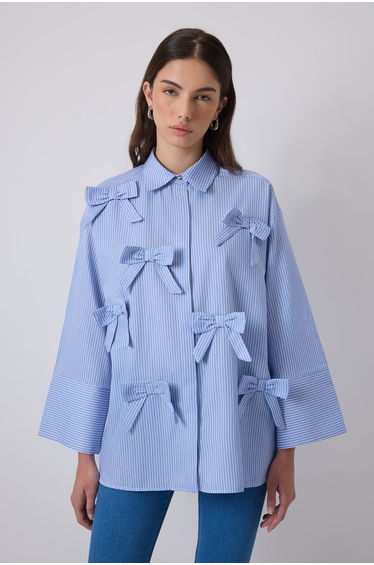 STRIPED SHIRT WITH BOW DETAILS
