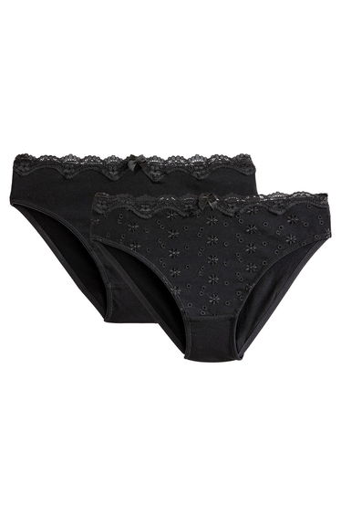Pack of 2 Knickers in Embroidered Cotton