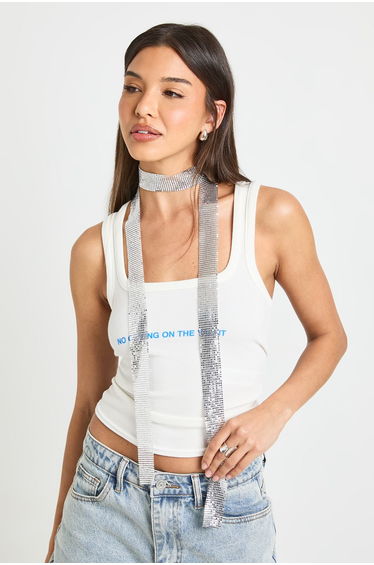 Silver Chainmail Skinny Scarf - silver