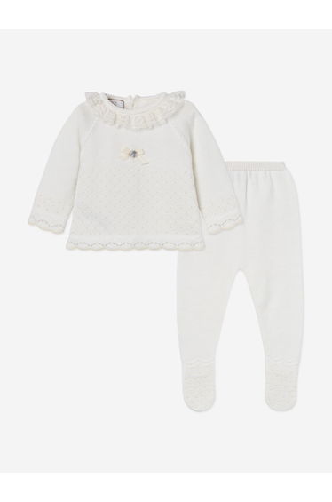 Paz Rodriguez Baby 2 Piece Cotton Knit Set in Ivory