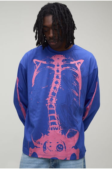 Afterlight Glow In The Dark Printed Long Sleeve T-shirt - electric blue