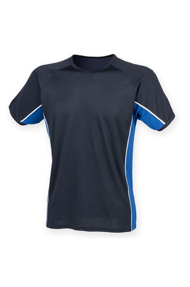 Finden & Hales Mens Short Sleeve Performance Panel Sports T-Shirt - Navy/Royal/White