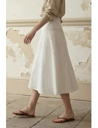 MY FASHION High Waist A-Line Midi Skirt with Pockets - 3