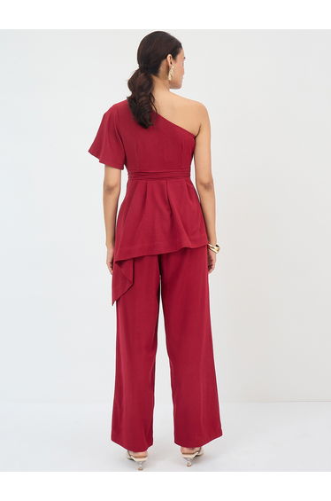 Women Asymmetric One Shoulder Top and Pants Co-Ords