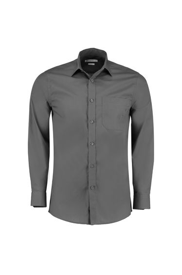 Kustom Kit Mens Long Sleeve Poplin Shirt - Graphite