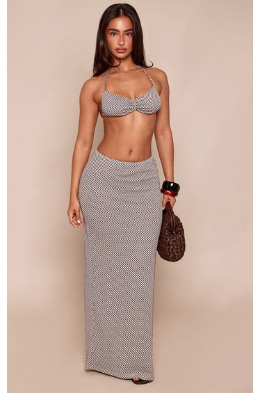 Petite Monochrome Gingham Halterneck Bralet Co-ord