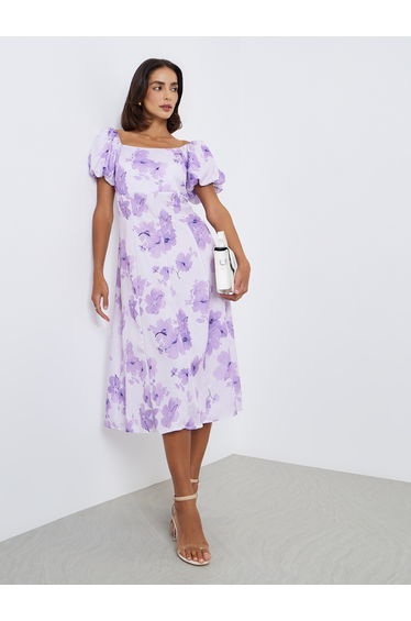 Women Floral Midi A-Line Dress