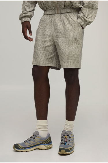 Relaxed Check Nylon Short - brown