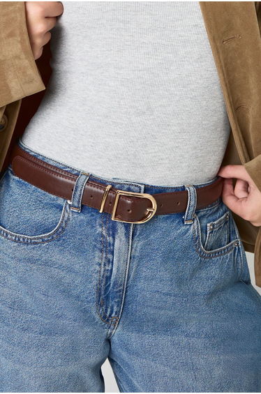 Chocolate Padded Faux Leather Belt - chocolate
