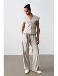 DILVIN Striped V-neck Woven Waistcoat - 3