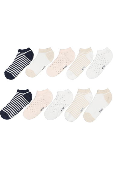 Pack of 10 Pairs of Socks in Printed Cotton Mix