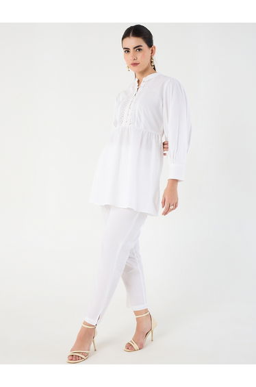 Cotton Poplin Lace Detail Top