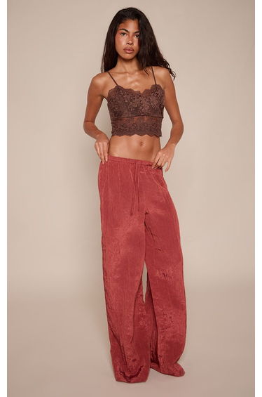 Chocolate Broderie Lace Detail Cami