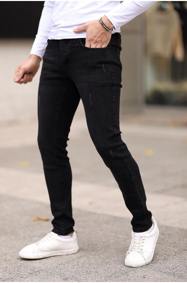 Black Skinny Fit Stretch Fabric Jeans Trousers