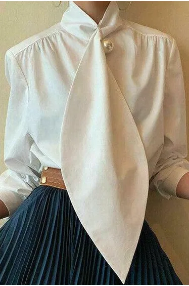 White Inspired Designer Oversize Tops Shirt Blouse