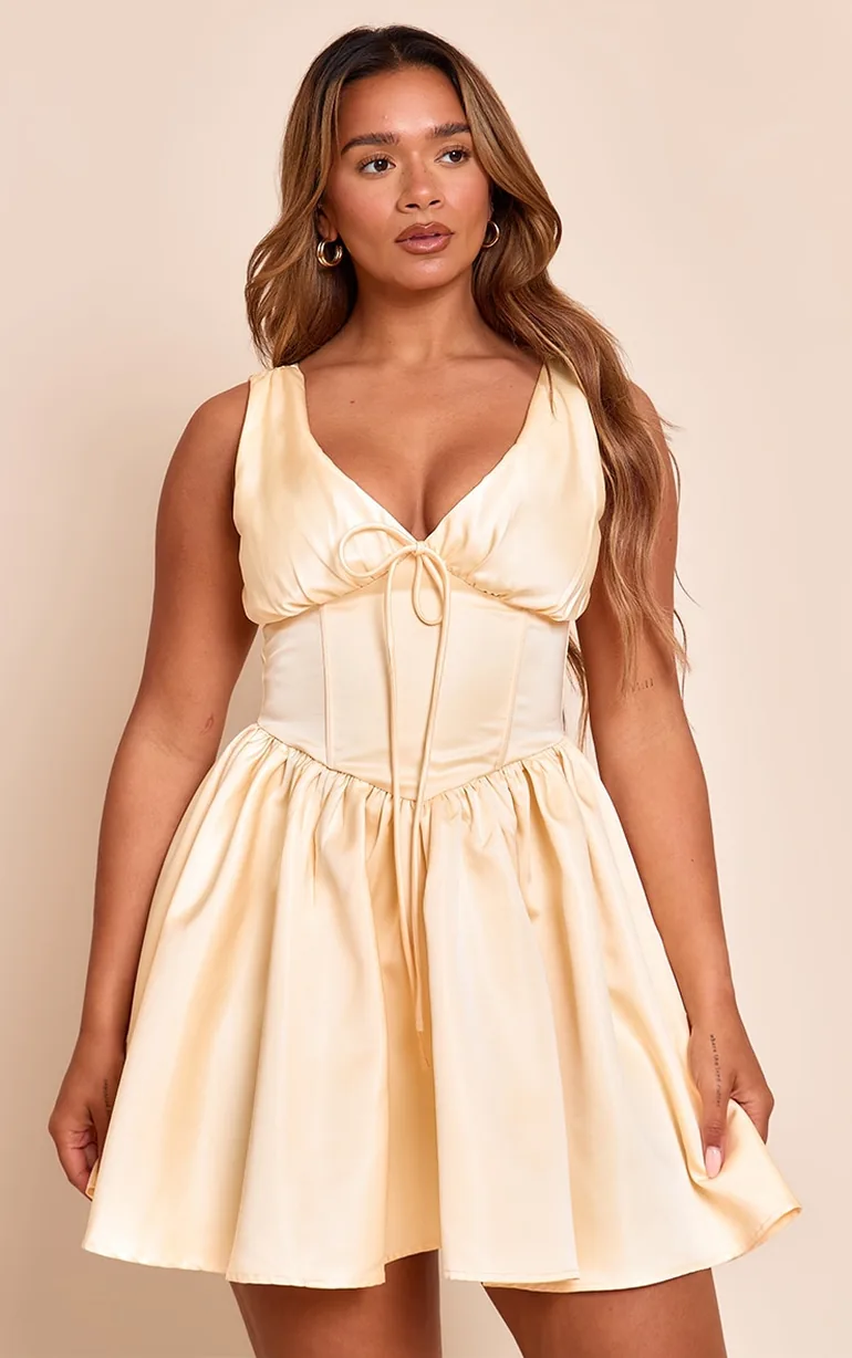 cutting shapes satin mini dress Mini Satin Dress with Cut-out details White Color, Rehearsal Dress for Bridal Forma Brand