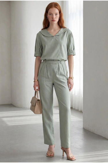 MY FASHION Shawl Collar Buttoned Two-Piece Coord Set