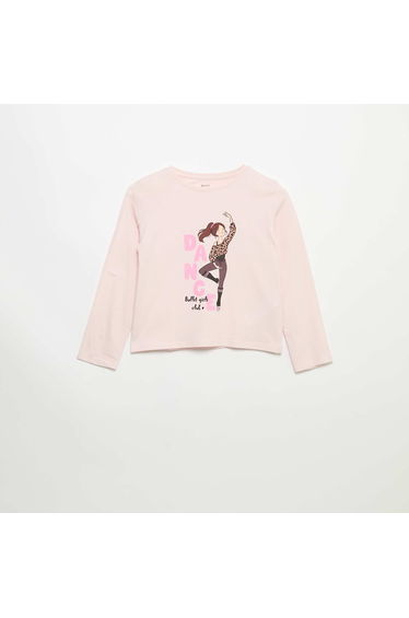 Long-sleeved T-shirt with print PINK
