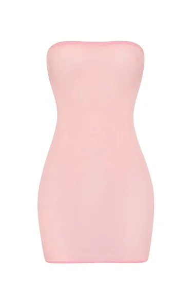 Soft Mesh Mini Slip Dress in Pink