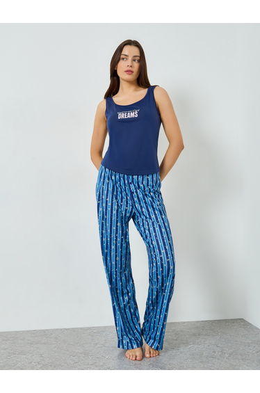 Sweet Dreams Slogan Tank and Stripe Ditsy Pyjama Set