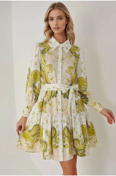 Printed Mini Dress with Belt