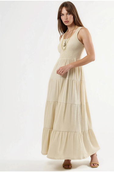 BUSEM Textured U Collar Maxi Dress