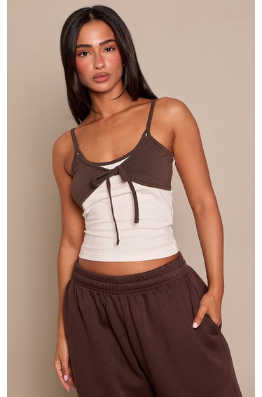Petite White Tie Front Double Layer Vest Top
