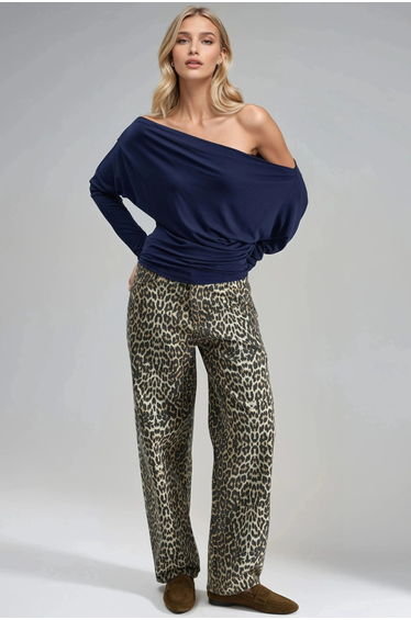 BUSEM Boat Neck Drape Blouse