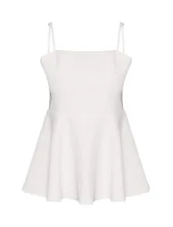 بلوزة بحمالات رفيعة بكشكش بيبلوم - أبيض - 4