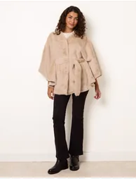 Faux Fur Tie Front Cape