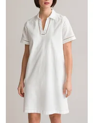 Linen/Cotton Shift Dress with Short Sleeves
