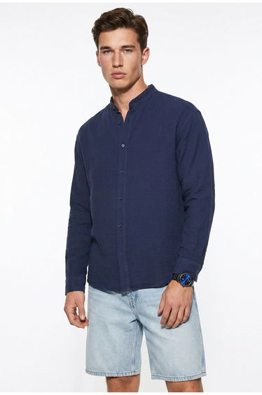 LUCCI Oversized Mandarin Collar Shirt