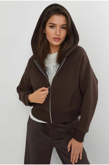 Relaxed Fit Zippered Hoodie