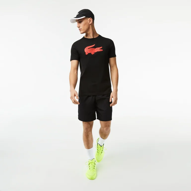 Men's Lacoste SPORT 3D Print Crocodile Jersey T-Shirt in Black - 4
