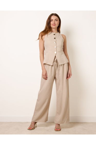 Round Neck Button Through Vest & Trouser Set