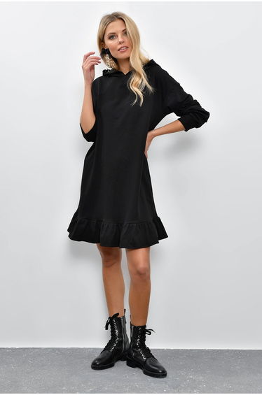 Black A-Line Mini Dress with Ruffles