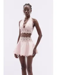 Hanieh Halter Neck Lace Floral Skirt Set - 3