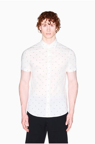 Ax Cross Logo Slim Fit Shirt Off White