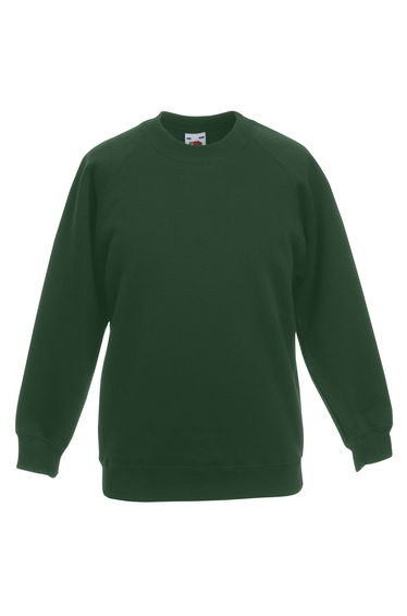 Fruit Of The Loom Childrens Unisex Raglan Sleeve Sweatshirt - Bottle Green