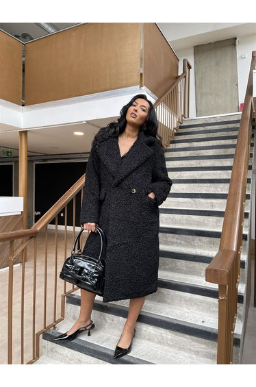 Black Teddy-Fur Longline-Coat