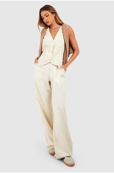 Tailored Woven Waistcoat - ecru