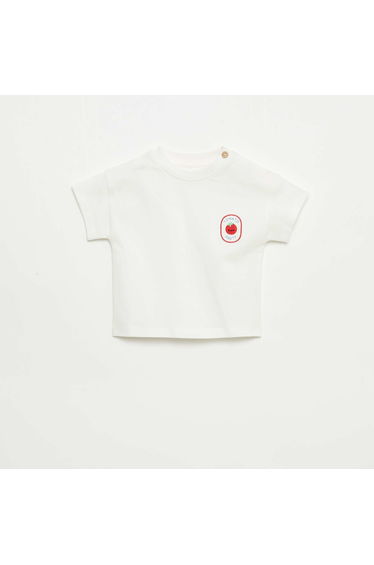T-shirt with embroidery on chest WHITE