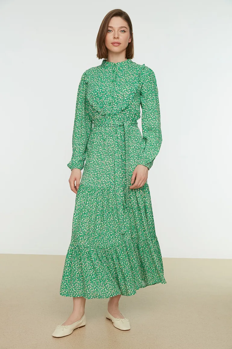 green emerald velvet dress SMOCK DRESS main image 1