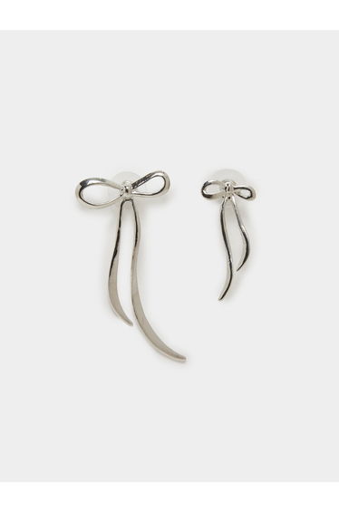 Silver Bow Drop Earrings